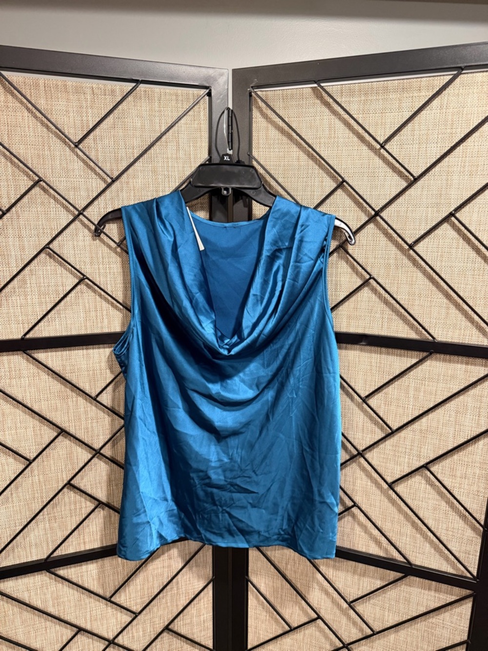 *NWT* Kara & Kate - Sleeveless Satin Cowl Neck Tank - Teal